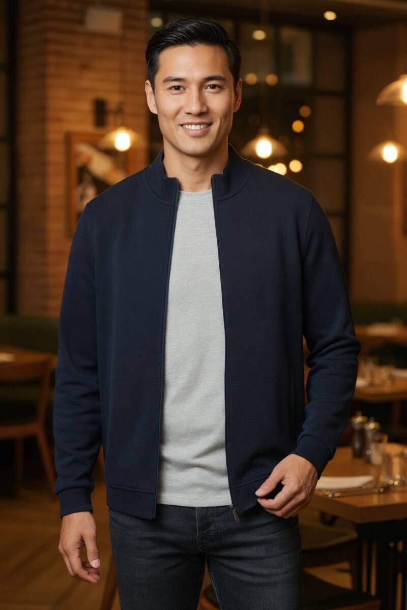 Danny Full Zip Sweatshirt Navy Blue - 3