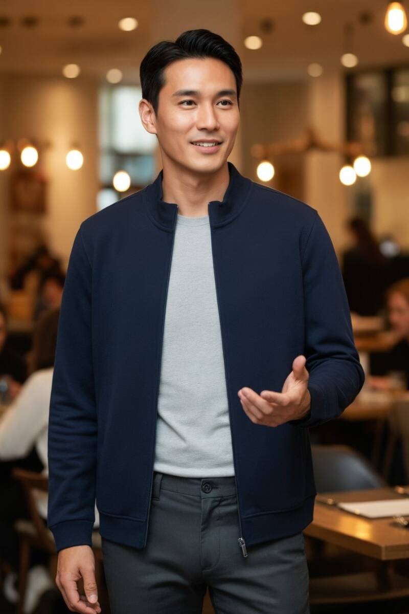 Danny Full Zip Sweatshirt Navy Blue - 4