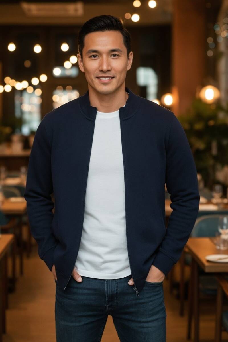 Danny Full Zip Sweatshirt Navy Blue - 1