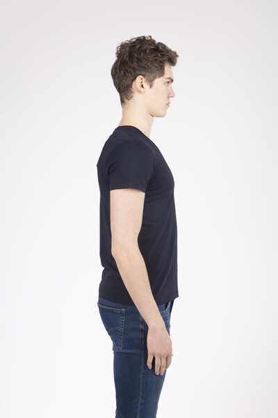 Dark Blue V-Neck T-Shirt - 3