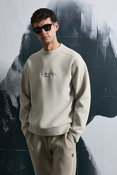 Dark Erkek Sweatshirt Ekru - LUFIAN (1)