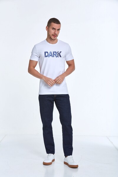 Dark Written Embossed Cotton T-Shirt - Thumbnail