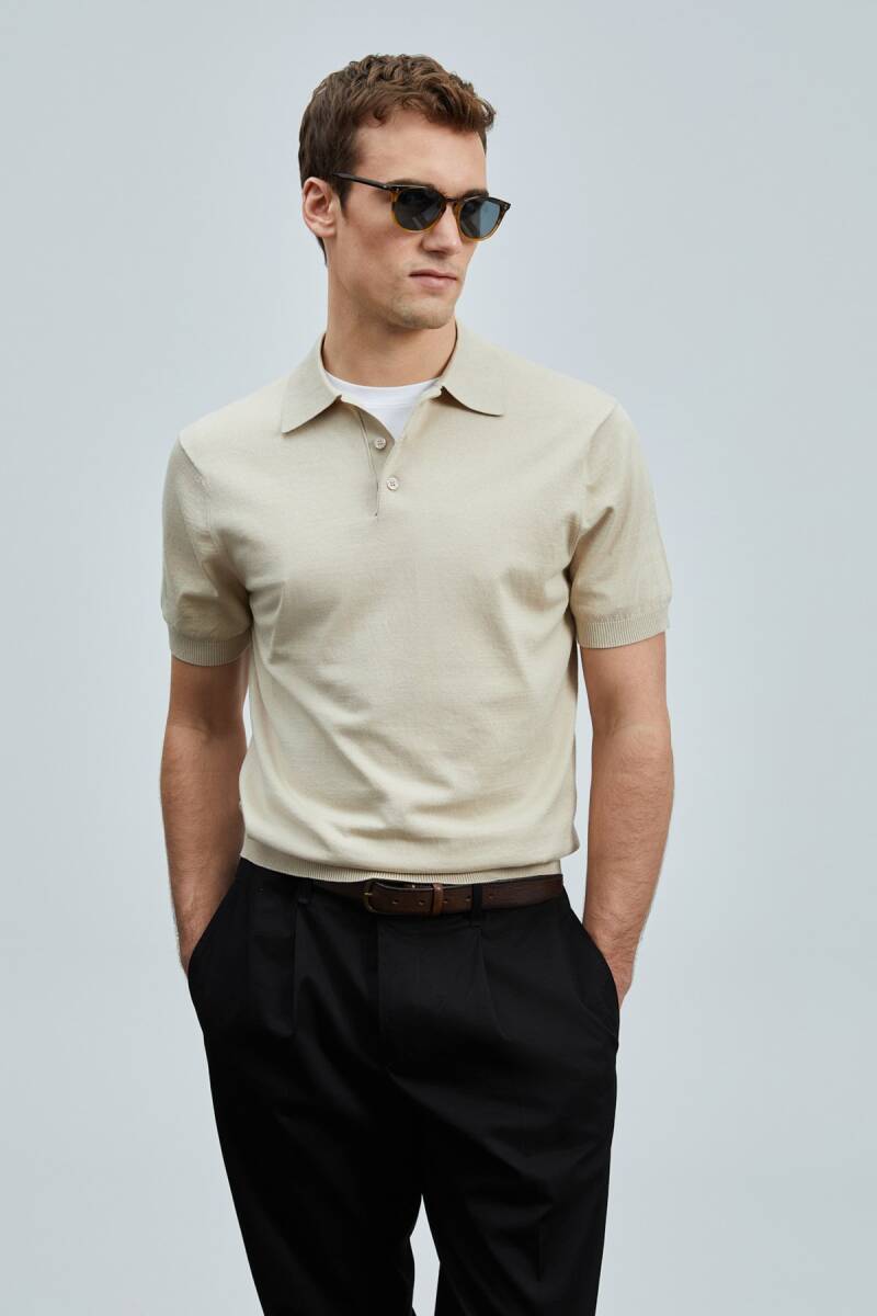 Derek Erkek İpek Karışımlı Kazak Bej - 1