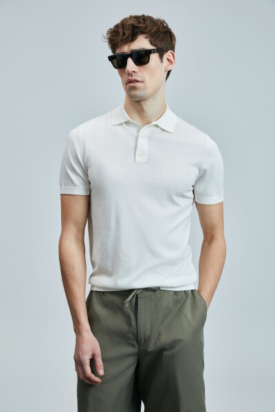 Derek Erkek İpek Karışımlı Kazak Kırık Beyaz - LUFIAN