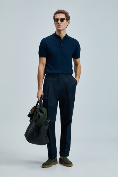 Derek Erkek İpek Karışımlı Kazak Lacivert - LUFIAN