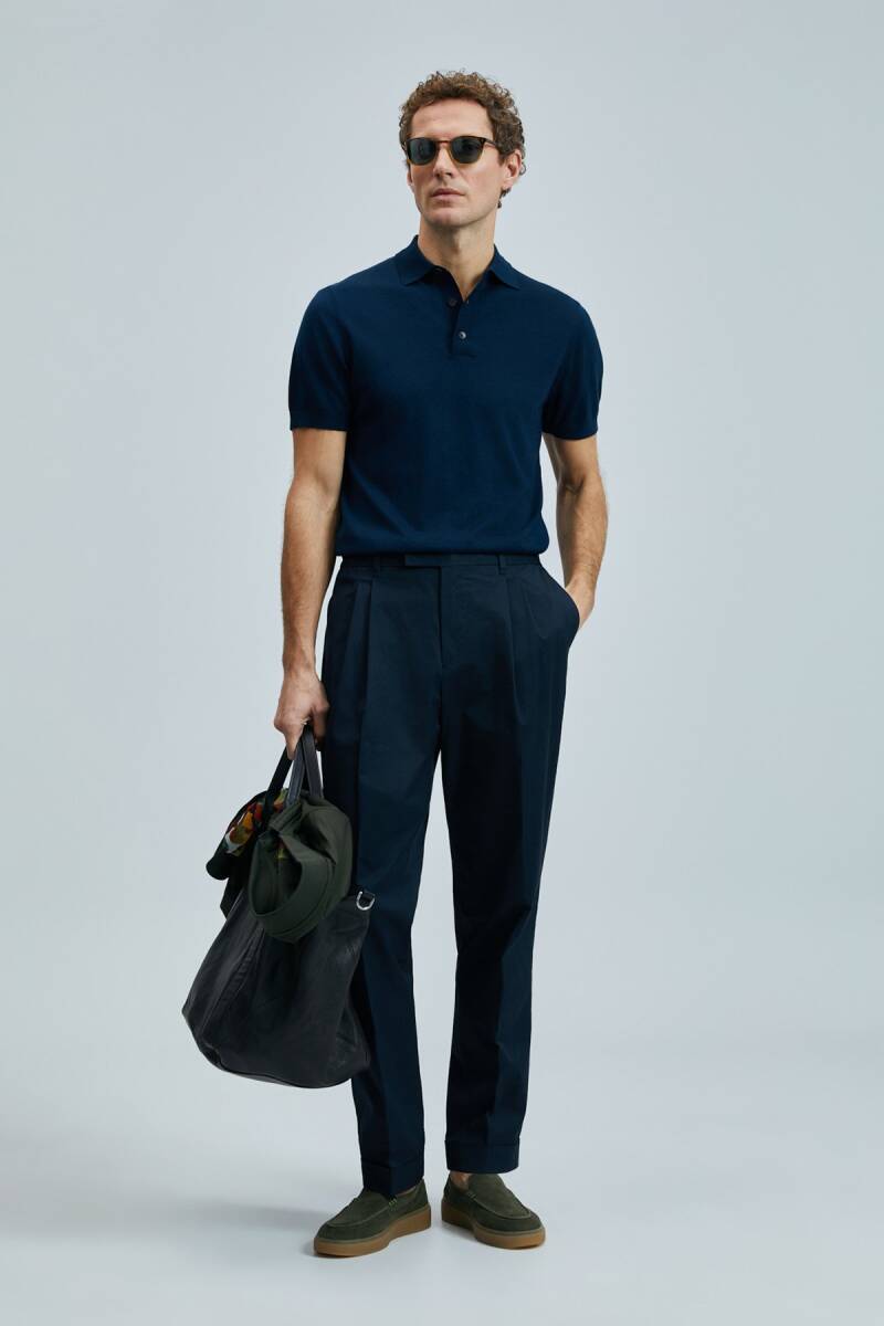 Derek Erkek İpek Karışımlı Kazak Lacivert - 1