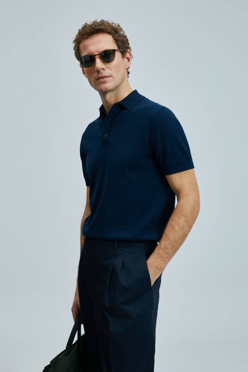 Derek Erkek İpek Karışımlı Kazak Lacivert - 4