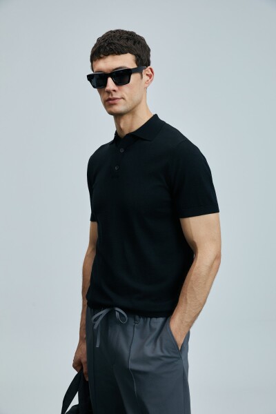 Derek Erkek İpek Karışımlı Kazak Siyah - LUFIAN