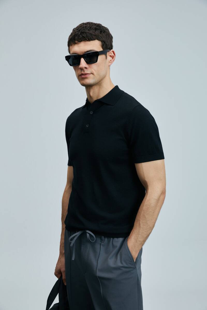 Derek Erkek İpek Karışımlı Kazak Siyah - 1