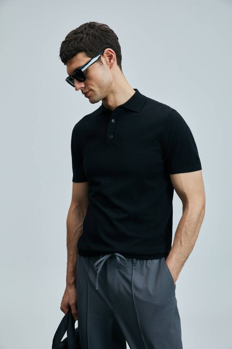 Derek Erkek İpek Karışımlı Kazak Siyah - 4