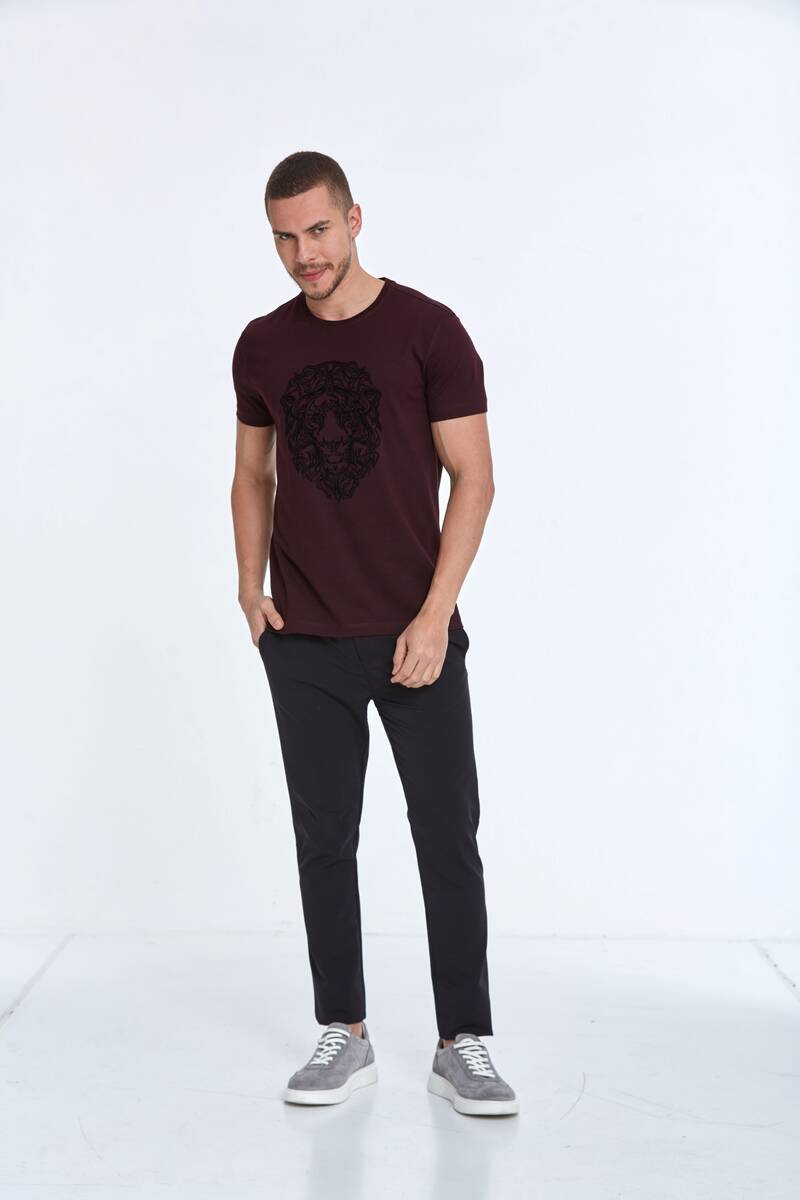 Diva Baskılı Erkek Tişört Bordo - 3