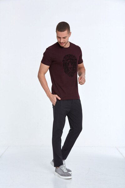 Diva Baskılı Erkek Tişört Bordo - 4