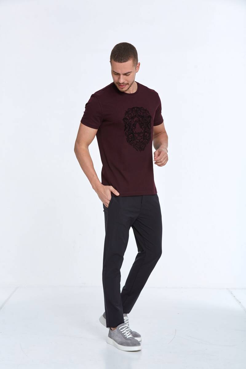 Diva Baskılı Erkek Tişört Bordo - 4