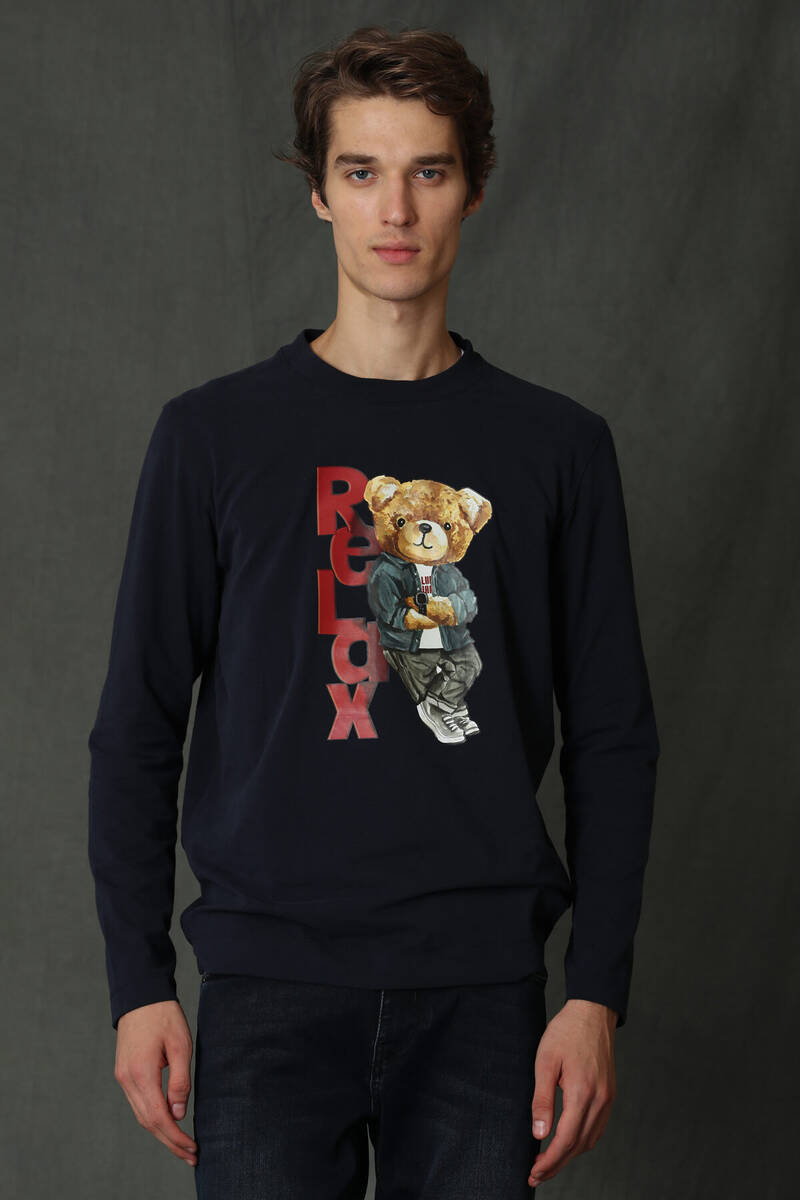 Dominic Men's Long Sleeve T-Shirt Navy Blue - 1