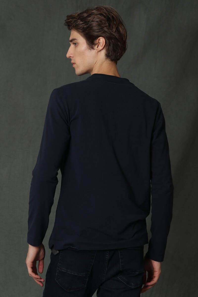 Dominic Men's Long Sleeve T-Shirt Navy Blue - 5