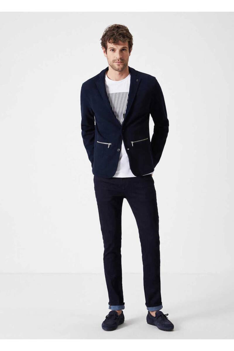 Dominic Navy Blue Knitwear Jacket - 1