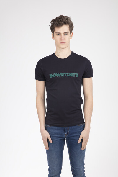 DOWNTOWN Printed Crew Neck Men's T-Shirt - Thumbnail