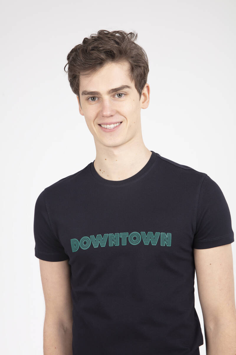 DOWNTOWN Printed Crew Neck Men's T-Shirt - 1