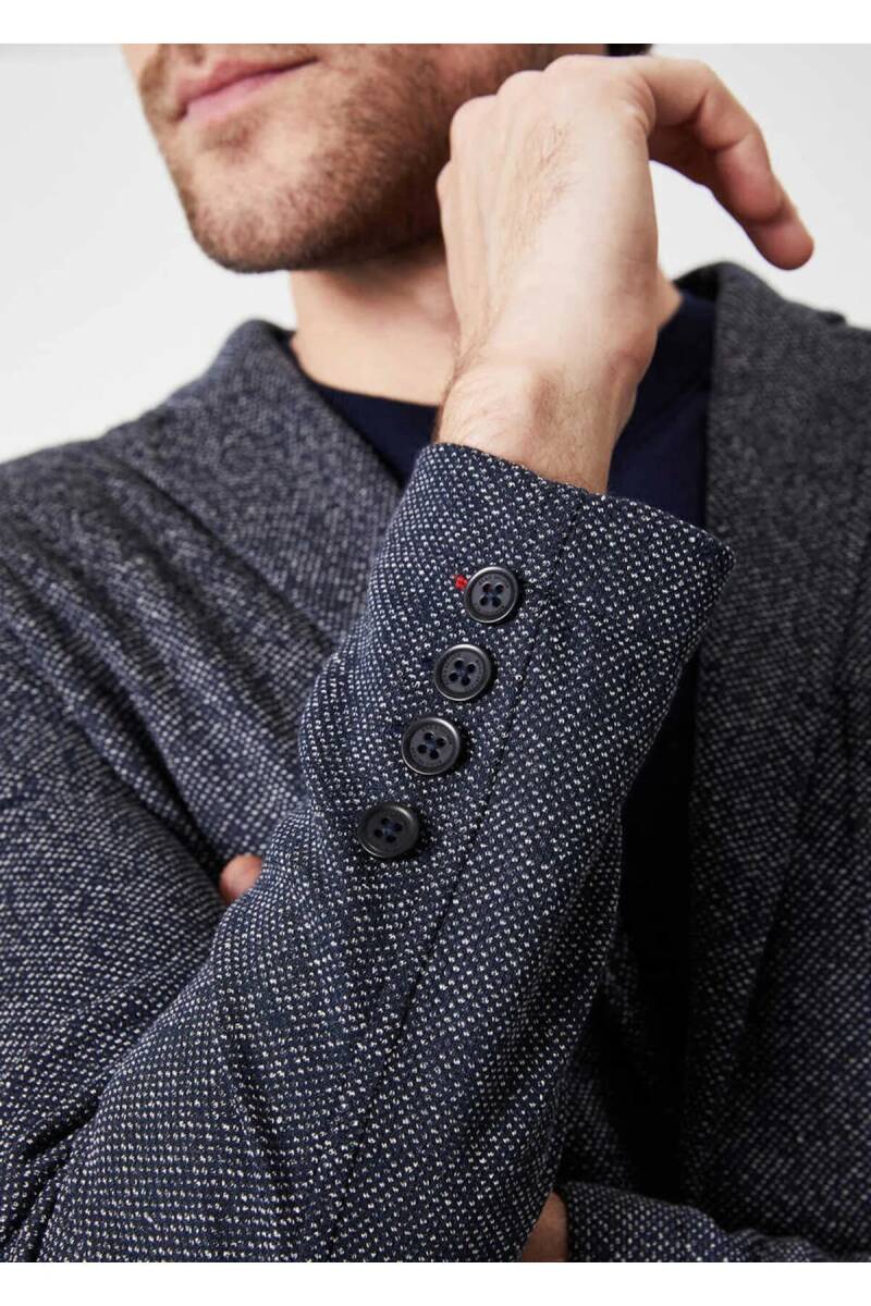 Dylan Men's Knitted Blazer Jacket Navy Blue - 2