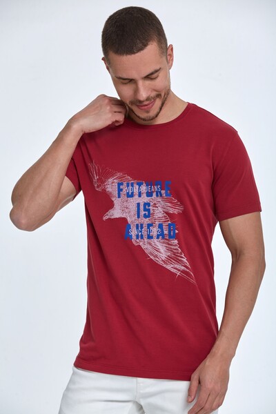 Eagle Printed Crew Neck Cotton T-Shirt - Thumbnail