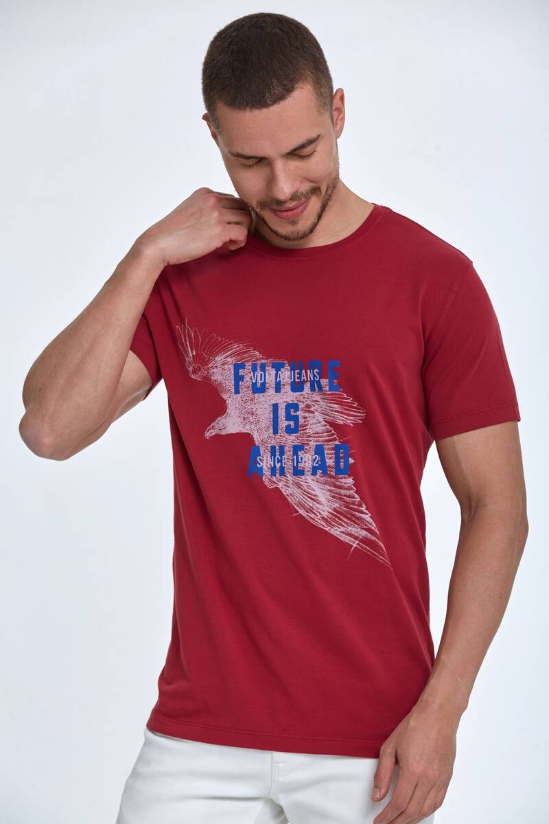 Eagle Printed Crew Neck Cotton T-Shirt