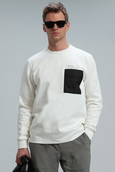 Eldon Erkek Sweatshirt Kırık Beyaz - 1