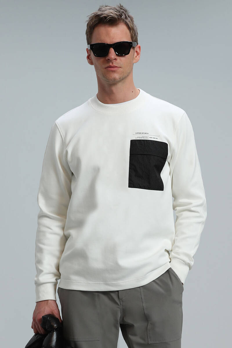 Eldon Erkek Sweatshirt Kırık Beyaz - 1