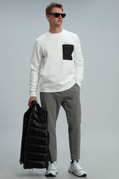 Eldon Erkek Sweatshirt Kırık Beyaz - 3