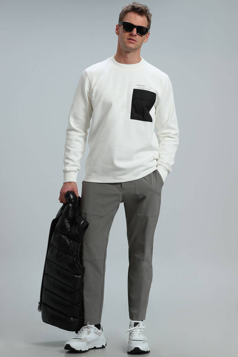 Eldon Erkek Sweatshirt Kırık Beyaz - 5