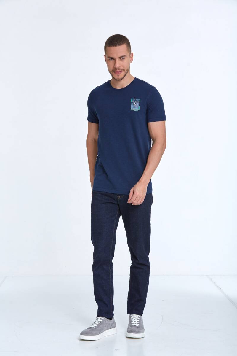 Elly Printed Men's T-Shirt Navy Blue - 3