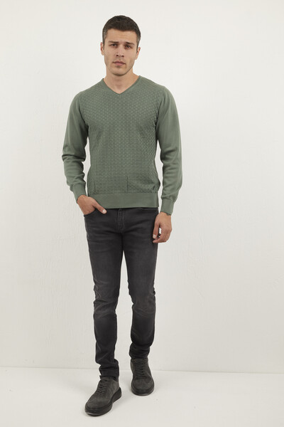 Eloise V-Neck Men's Knitwear Sweater Green 
