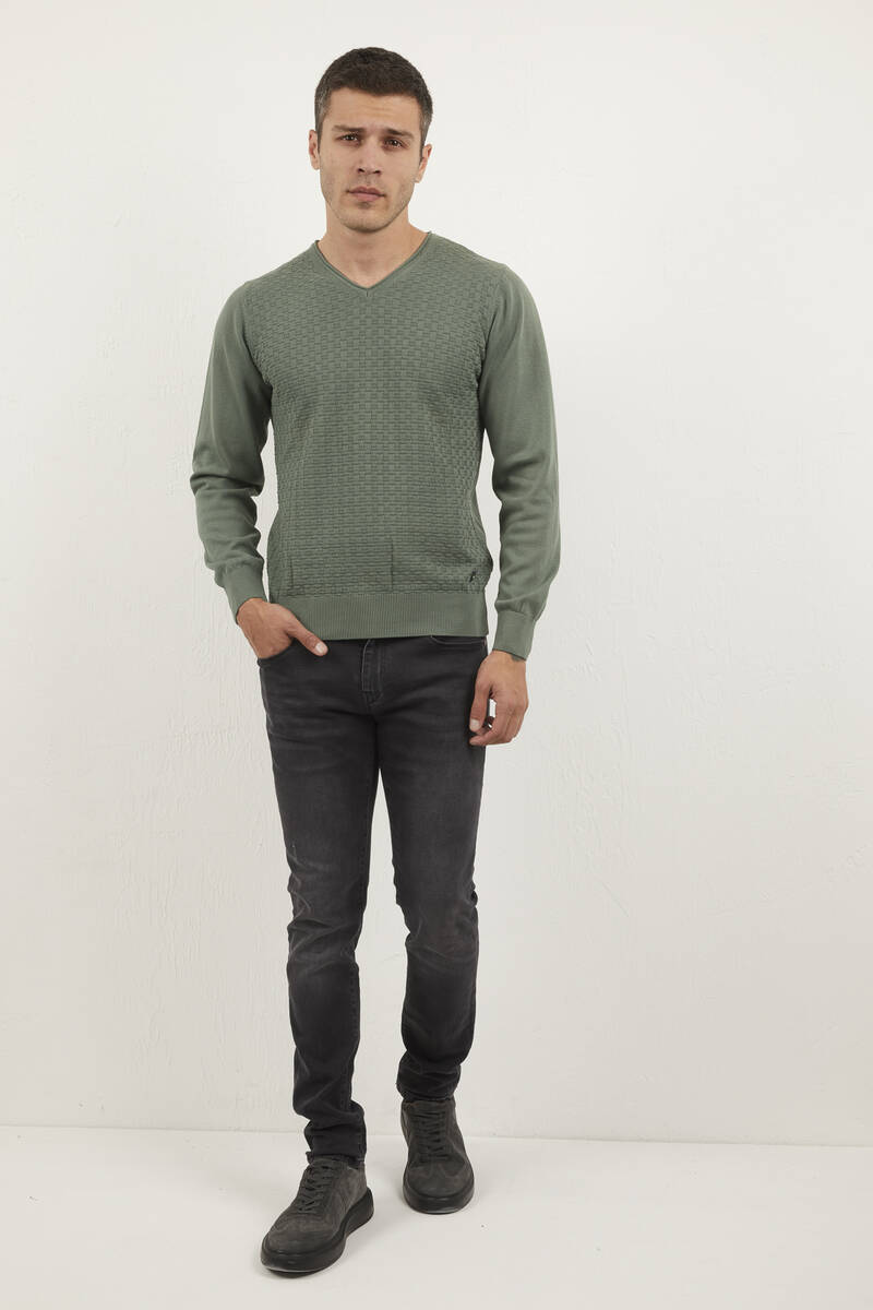 Eloise V-Neck Men's Knitwear Sweater Green - 1