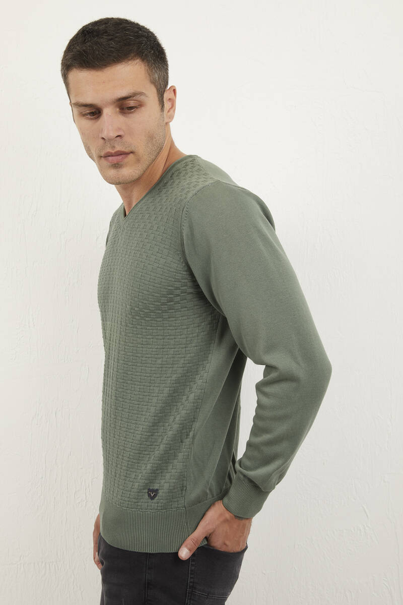 Eloise V-Neck Men's Knitwear Sweater Green - 3