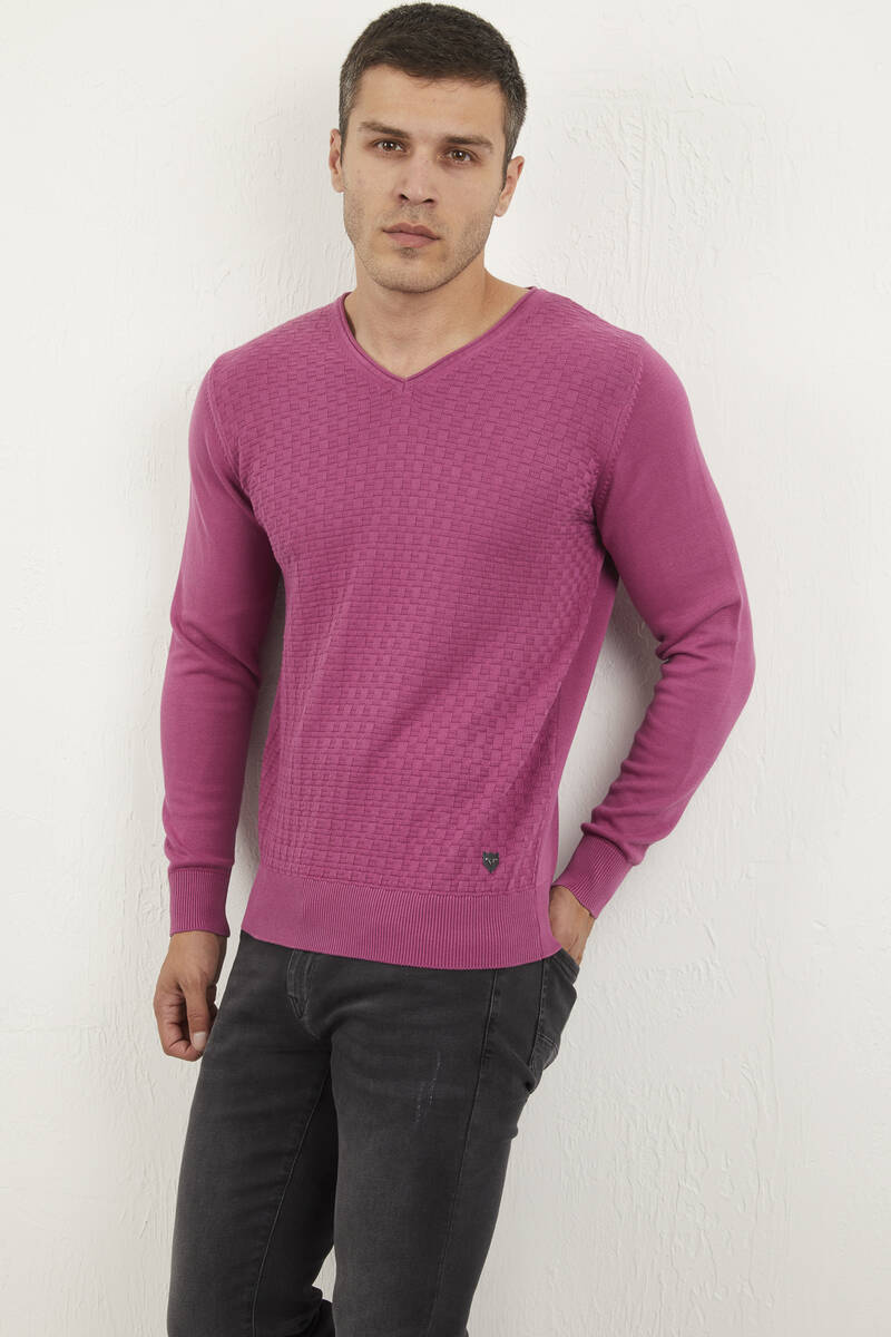 Eloise V-Neck Men's Knitwear Sweater Pink - 2
