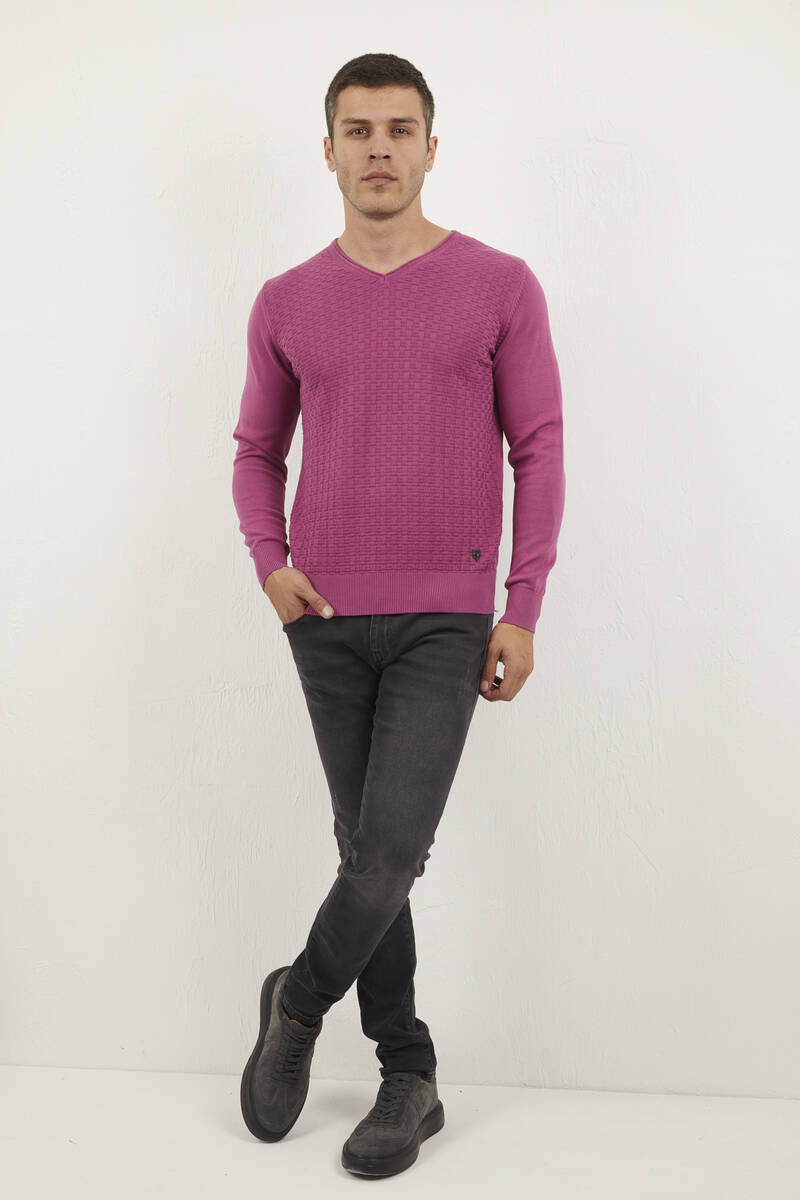 Eloise V-Neck Men's Knitwear Sweater Pink - 1
