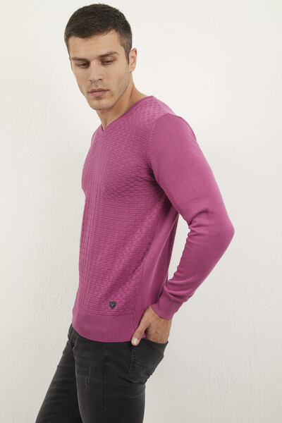 Eloise V-Neck Men's Knitwear Sweater Pink - 3