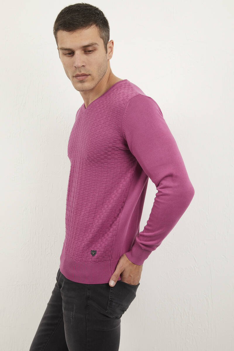 Eloise V-Neck Men's Knitwear Sweater Pink - 3