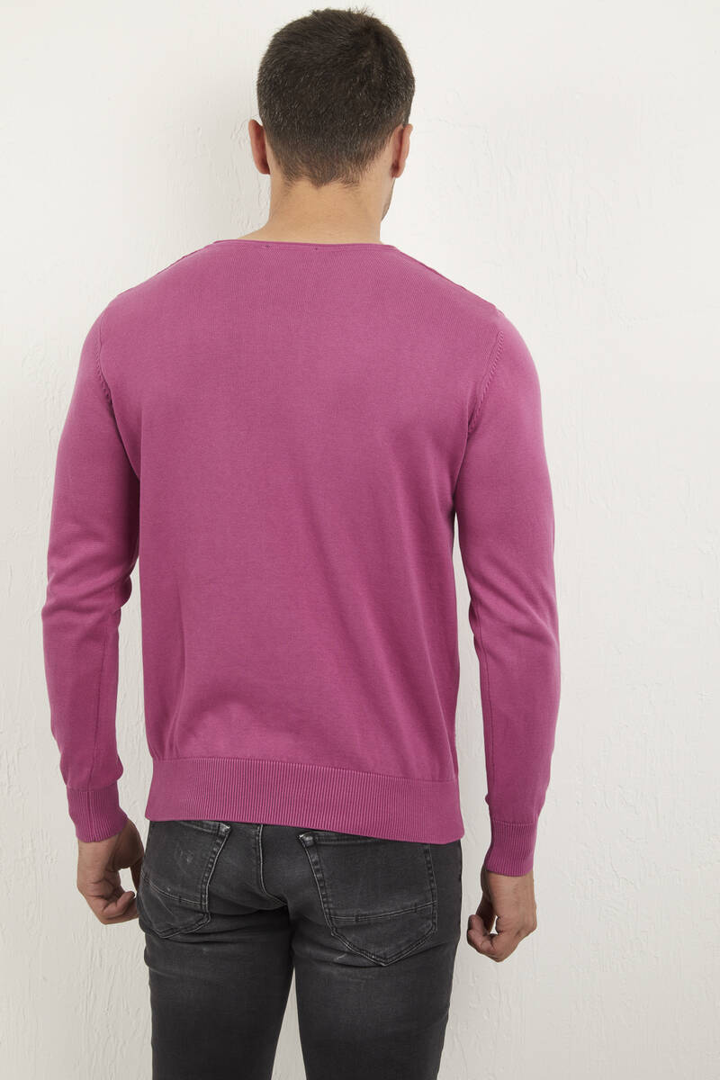 Eloise V-Neck Men's Knitwear Sweater Pink - 4