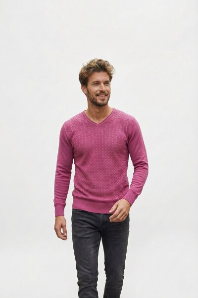 Eloise V-Neck Men's Knitwear Sweater Pink - VOLTAJ 