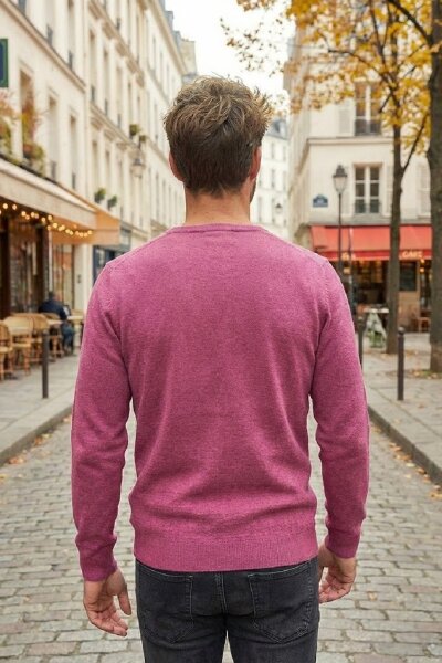 Eloise V-Neck Men's Knitwear Sweater Pink - 6