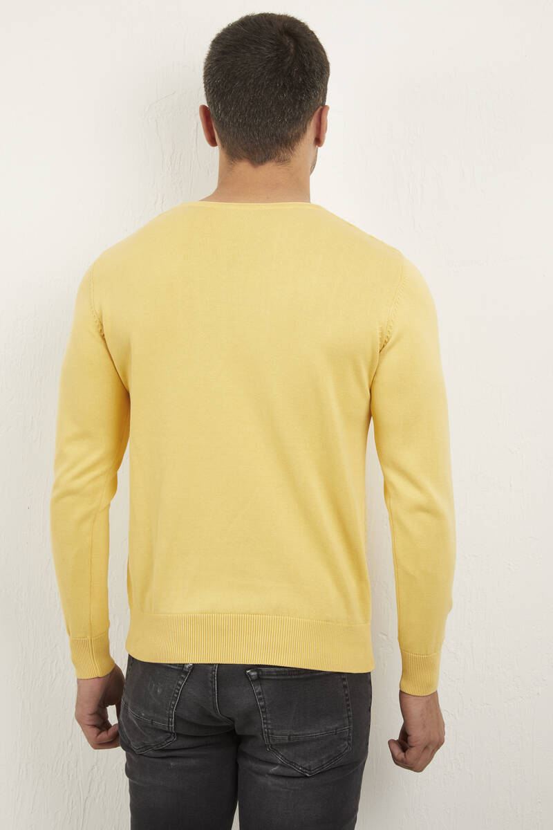Eloise V-Neck Men's Knitwear Sweater Yellow - 4