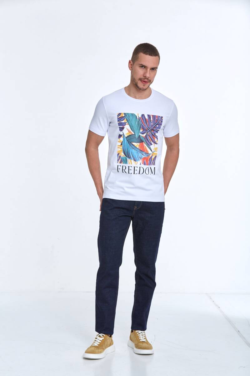 Elvio Baskılı Erkek Tişört Beyaz - 2