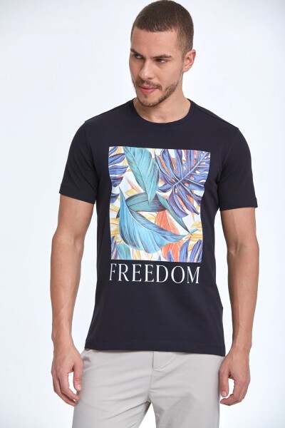 Elvio Printed Men's T-Shirt Navy Blue 