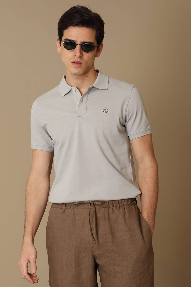 Embroidered Cotton Polo Neck Lufian Loan T-Shirt - 27