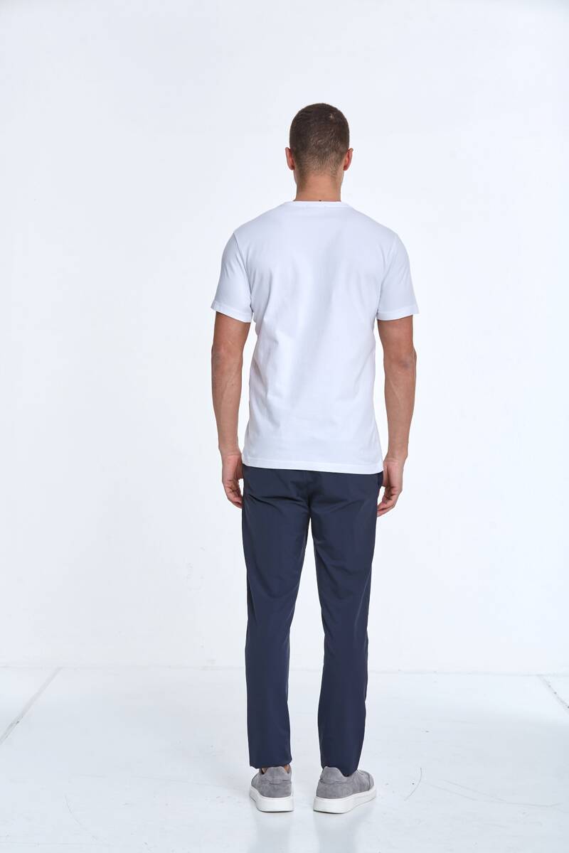 Embroidered Cotton V-Neck Men's T-Shirt