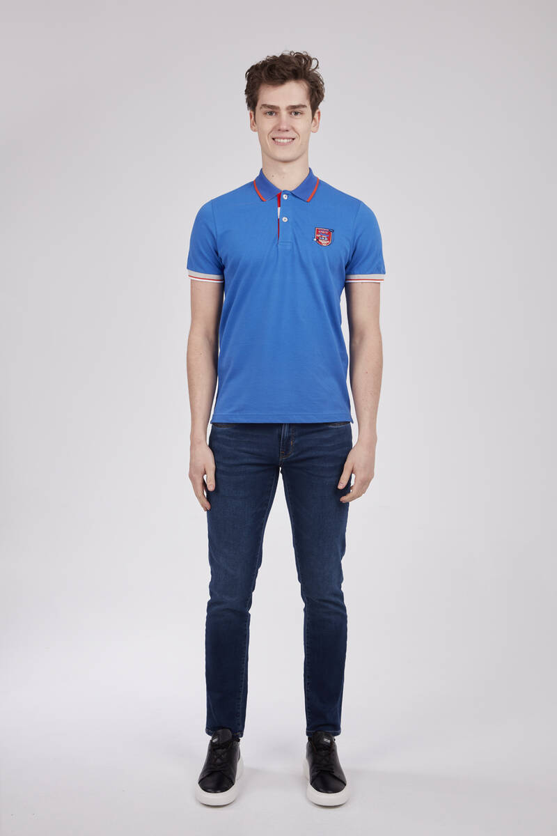 Embroidered Polo Neck Men's T-Shirt - 2