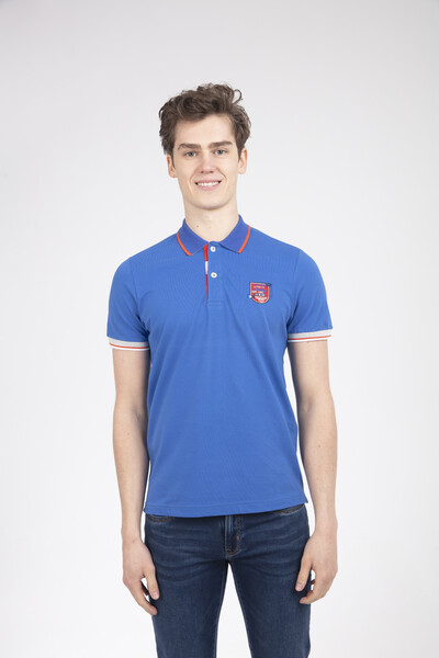 Embroidered Polo Neck Men's T-Shirt - Thumbnail