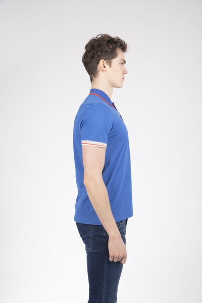 Embroidered Polo Neck Men's T-Shirt - Thumbnail