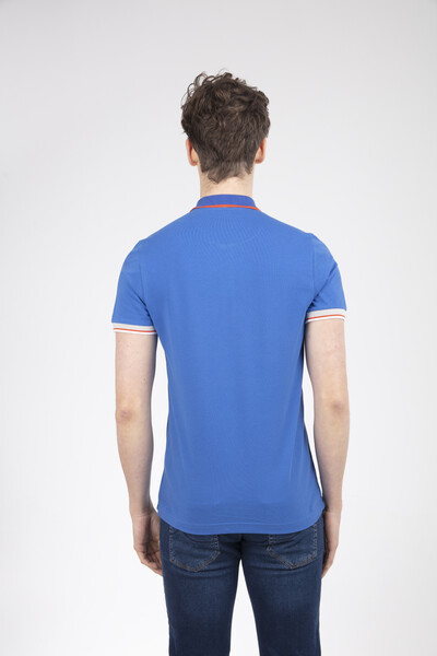 Embroidered Polo Neck Men's T-Shirt - 4