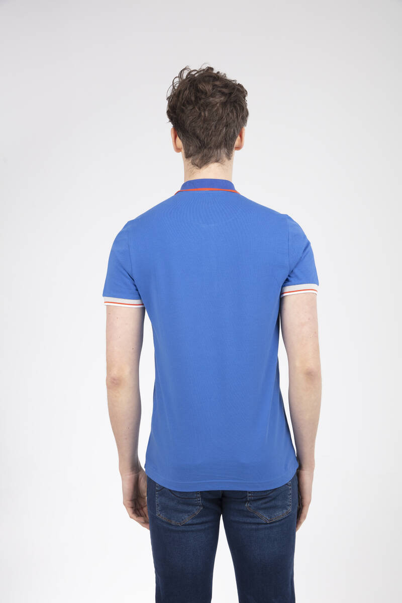 Embroidered Polo Neck Men's T-Shirt - 4
